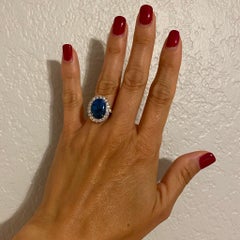 6 Carat Black Opal and Diamond Platinum on Yellow Gold Ring Estate Fine Jewelry