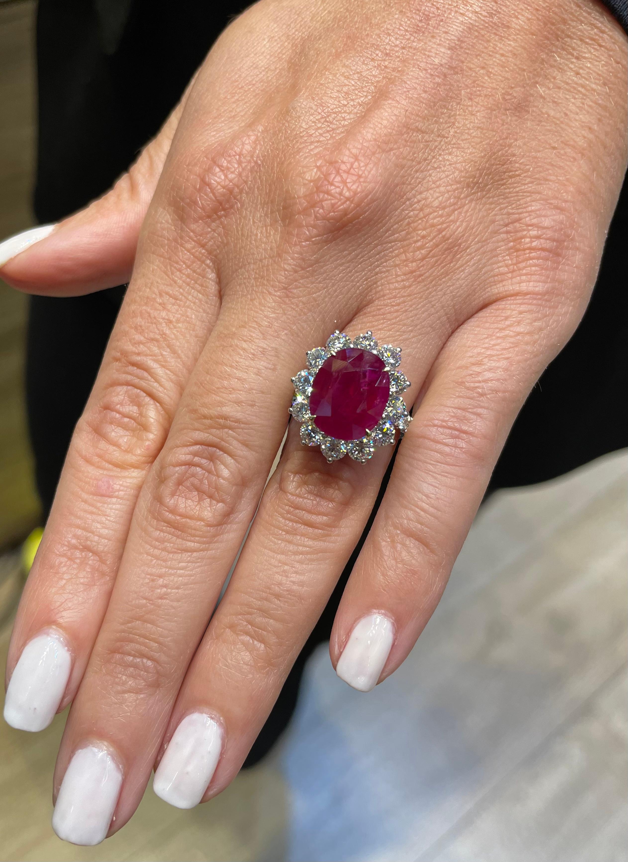 6 Carat Burma Ruby and Diamond Ring For Sale 2