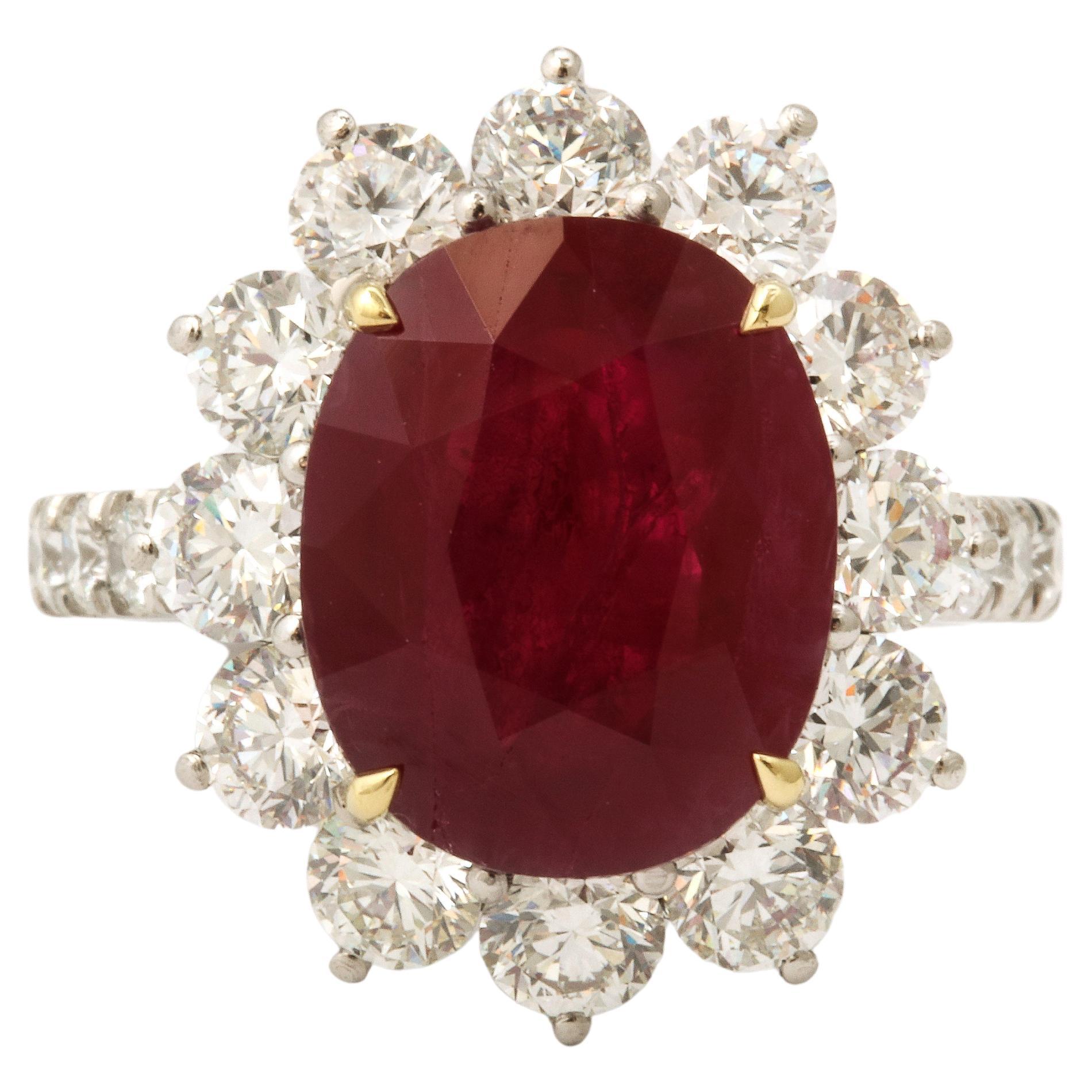 6 Carat Burma Ruby and Diamond Ring