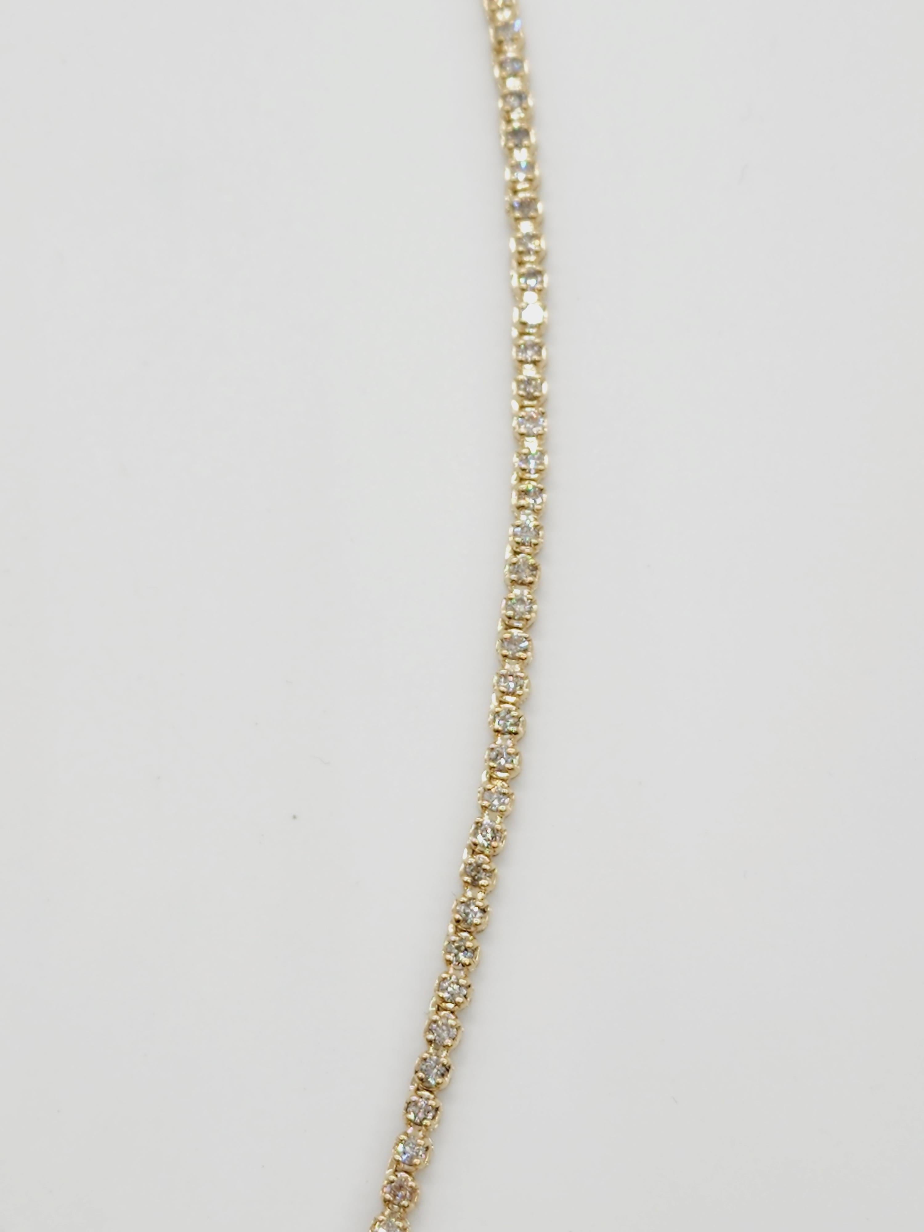 6 Karat Butterblume Rund Brillant Diamant Halskette 14 Karat Gelbgold 20'' im Zustand „Neu“ im Angebot in Great Neck, NY
