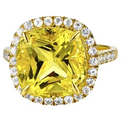 6 Carat Citrine Diamond Ring 18 Karat Yellow Gold