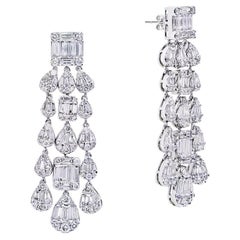 Boucles d'oreilles chandelier en diamants de forme mixte de 6 carats certifiés