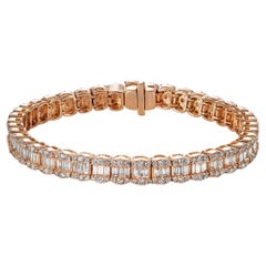 Bracelet tennis à rangée de diamants combinés de forme mixte de 6 carats certifié