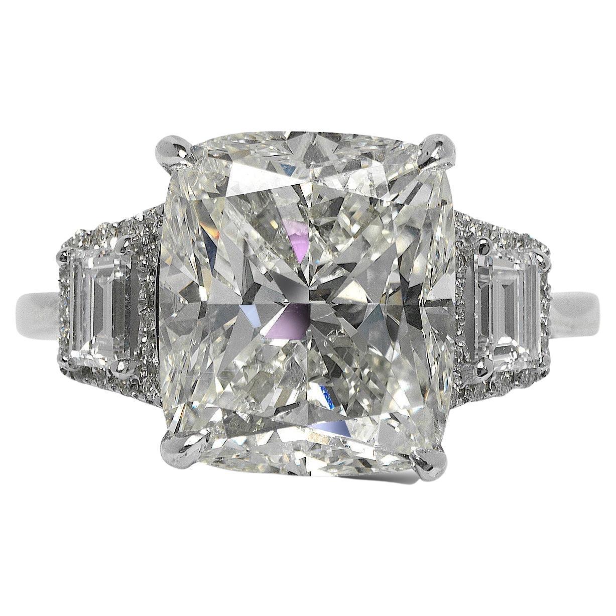 6 Carat Cushion Cut Diamond Engagement Ring EGL Certified G VS For Sale