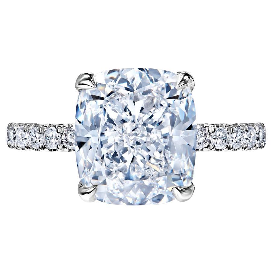 6 Carat Cushion Cut Diamond Engagement Ring GIA Certified D VVS1 For Sale