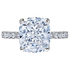 6 Carat Cushion Cut Diamond Engagement Ring GIA Certified D VVS1