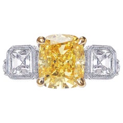 Bague de fiançailles avec diamant taille coussin de 6 carats certifié GIA FVOY VS1