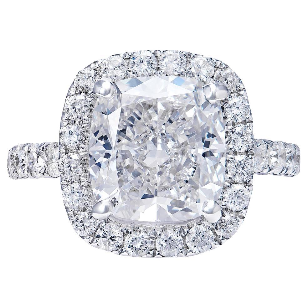 6 Carat Cushion Cut Diamond Engagement Ring GIA Certified G IF For Sale