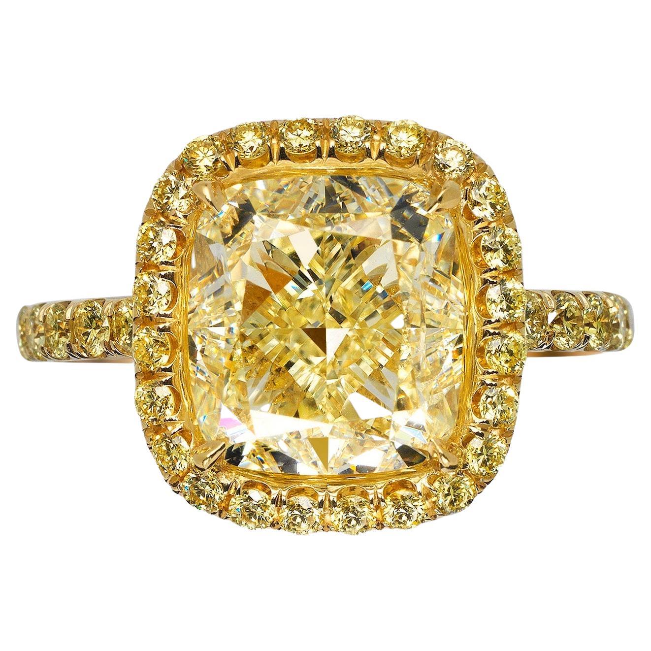 6 Carat Cushion Cut Diamond Engagement Ring GIA Certified Y TO Z RANGE VVS2 For Sale