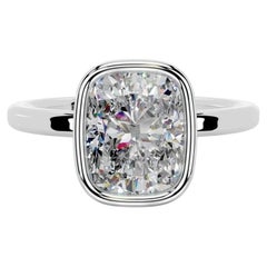 6 Carat Cushion Statement Brilliant White / G color SI 14K White Gold