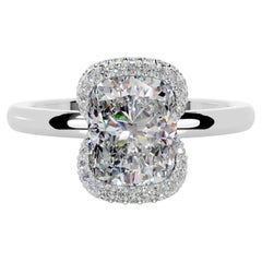 6 Carat Cushion Statement Brilliant White VS 14K White Gold Refined Grandeur