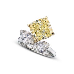 6 Carat Cushion Statement Fancy Yellow  Royal Radiance Heirloom  Diamond Ring