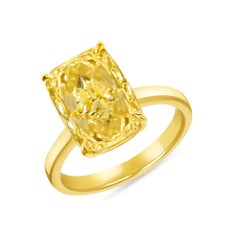 6 Carat Cushion Statement Fancy Yellow Colour-Collector’s Treasure  Diamond Ring