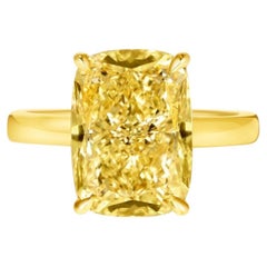 6 Carat Cushion Statement Fancy Yellow Colour-Collector’s Treasure  Diamond Ring