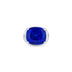 6 Carat Cushion Statement Royal Blue Sapphire 14K White Gold Radiant Elegance