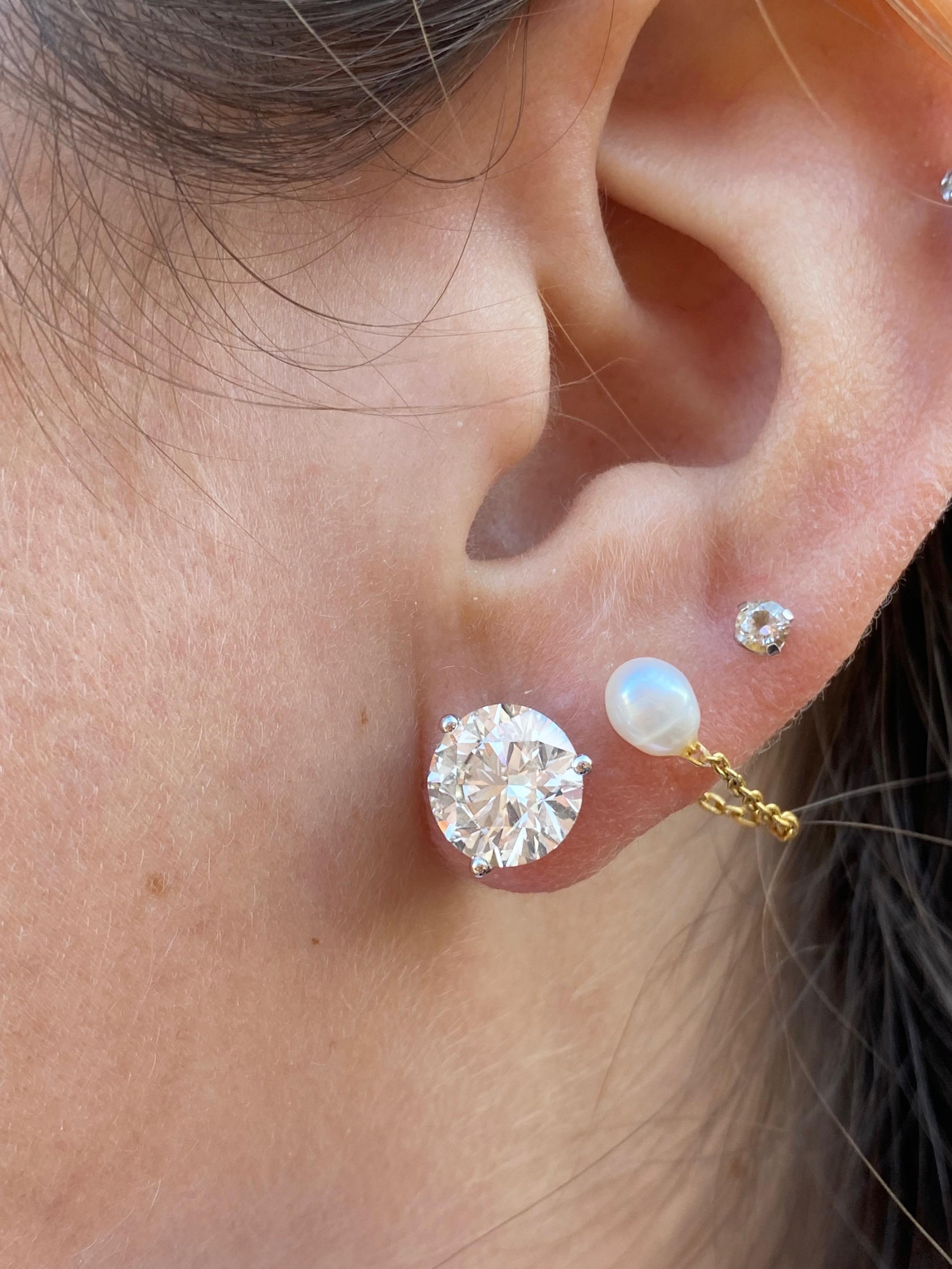 6 Karat CVD Lab Grown Diamond H Farbe VS1 Reinheit 14K Weißgold Ohrstecker (Moderne)