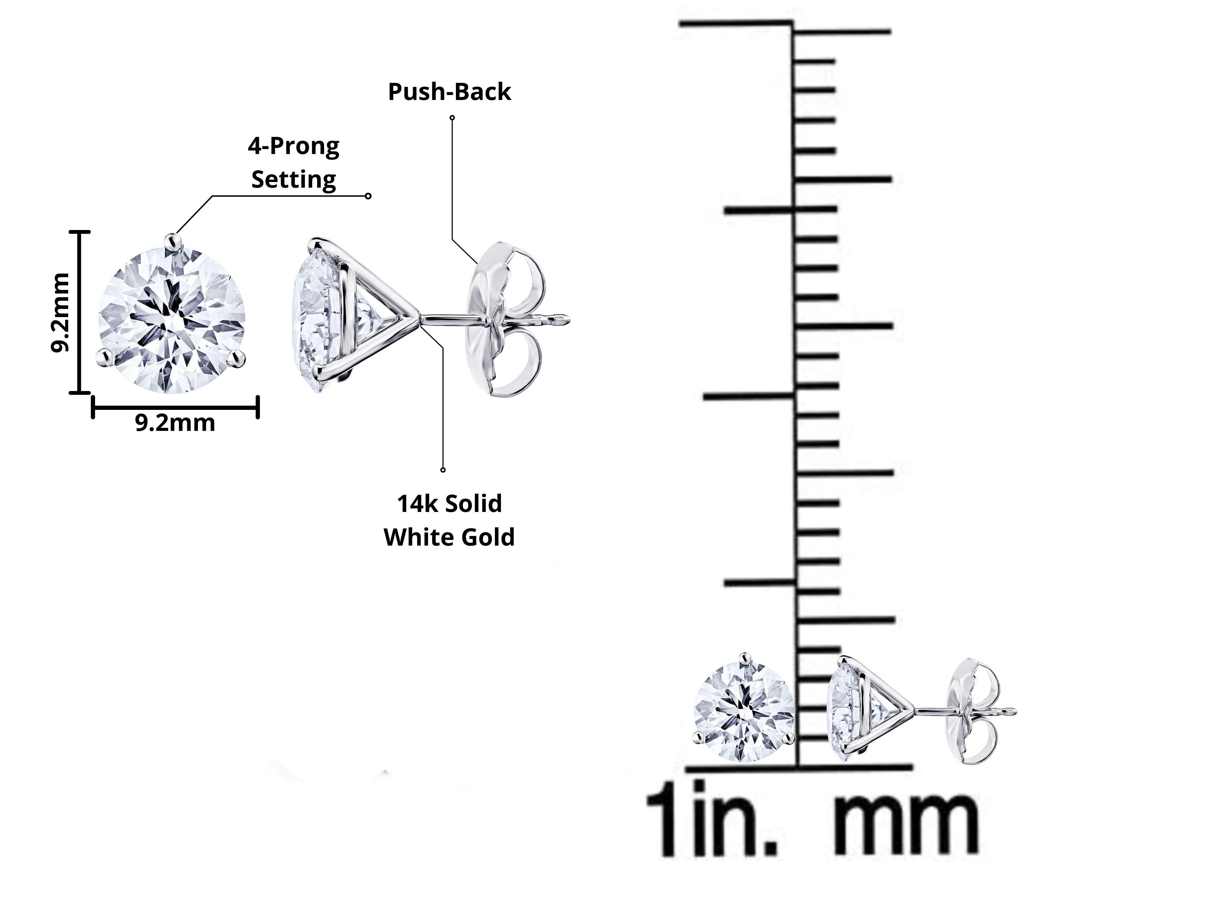 6 Karat CVD Lab Grown Diamond H Farbe VS1 Reinheit 14K Weißgold Ohrstecker für Damen oder Herren