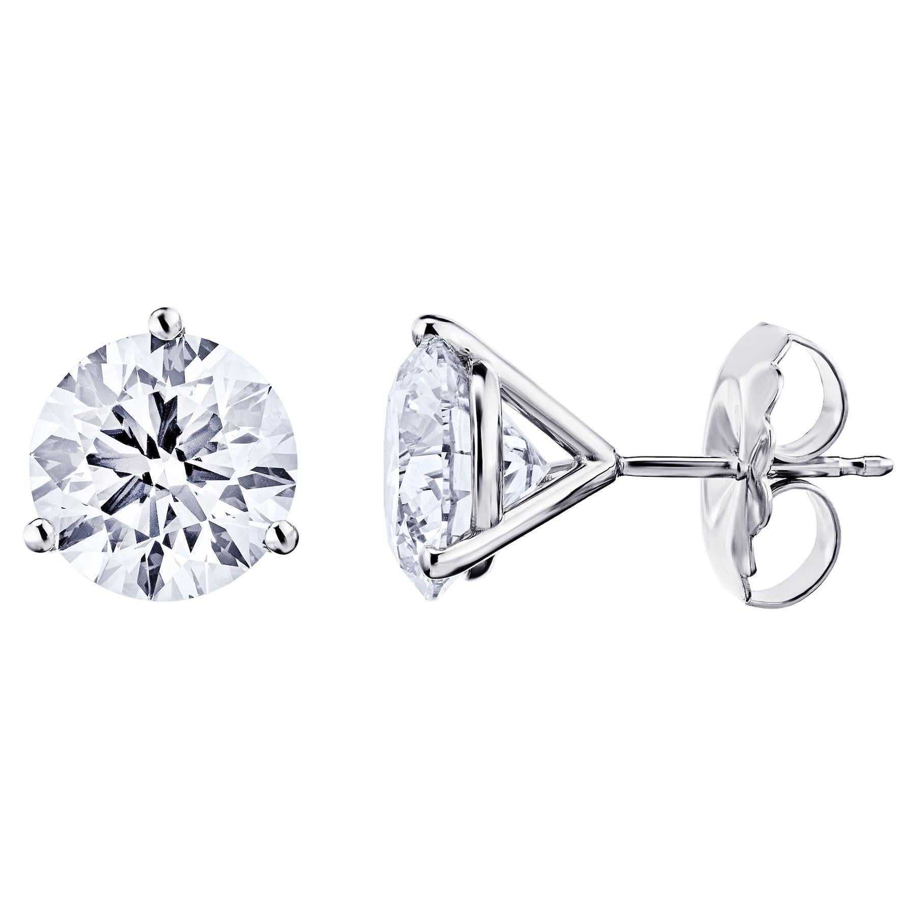 6Ct 14K White Gold Studs Lab Created Diamond Earrings Brilliant Solitaire 