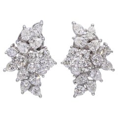 6 Carat Diamond Cluster Earrings in Platinum