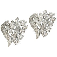 6 Carat Diamond Cluster Platinum Earrings