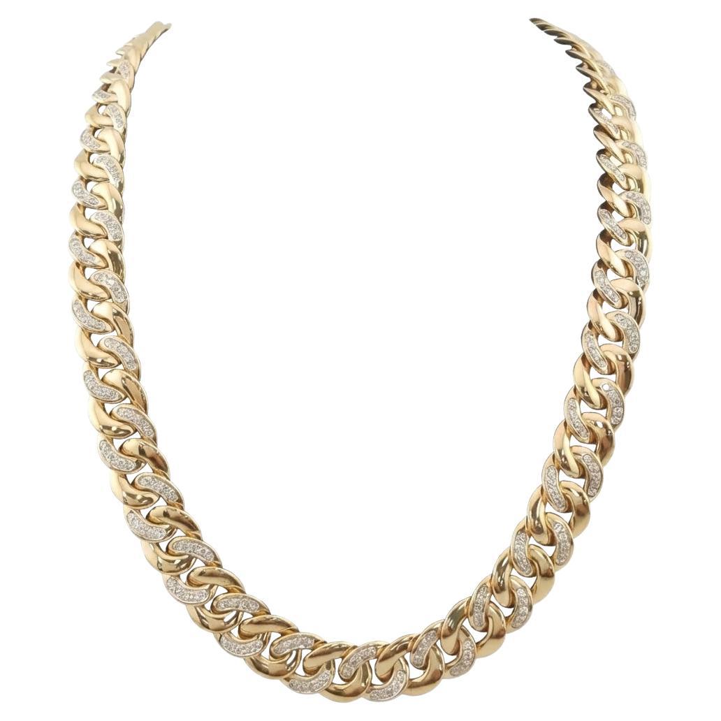 Collar de Cadena Cubana de Eslabones con Diamantes de 6 Quilates en Oro Amarillo de 18 K