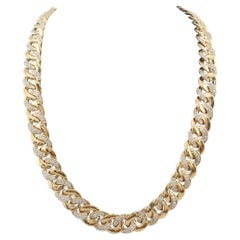 6 Carat Diamond Cuban Link Chain Necklace in 18K Yellow Gold