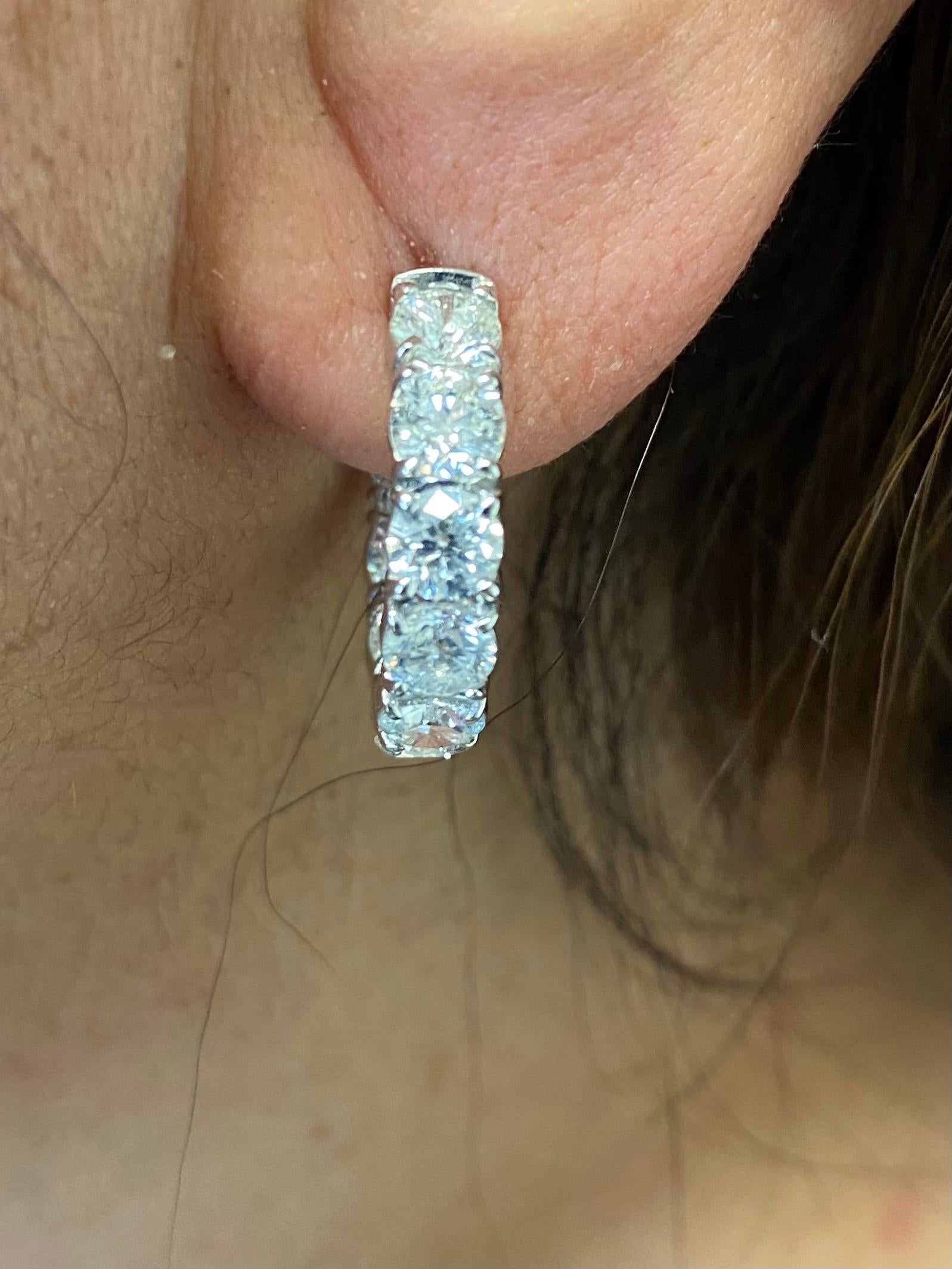 6 Carat Diamond Hoop Earrings White Gold In New Condition For Sale In Great Neck, NY