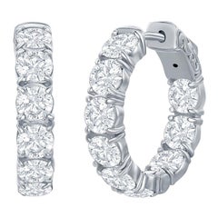 6 Carat Diamond Hoop Earrings White Gold