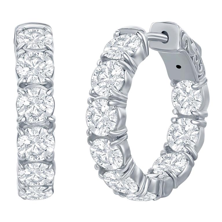 6 Carat Diamond Hoop Earrings White Gold For Sale