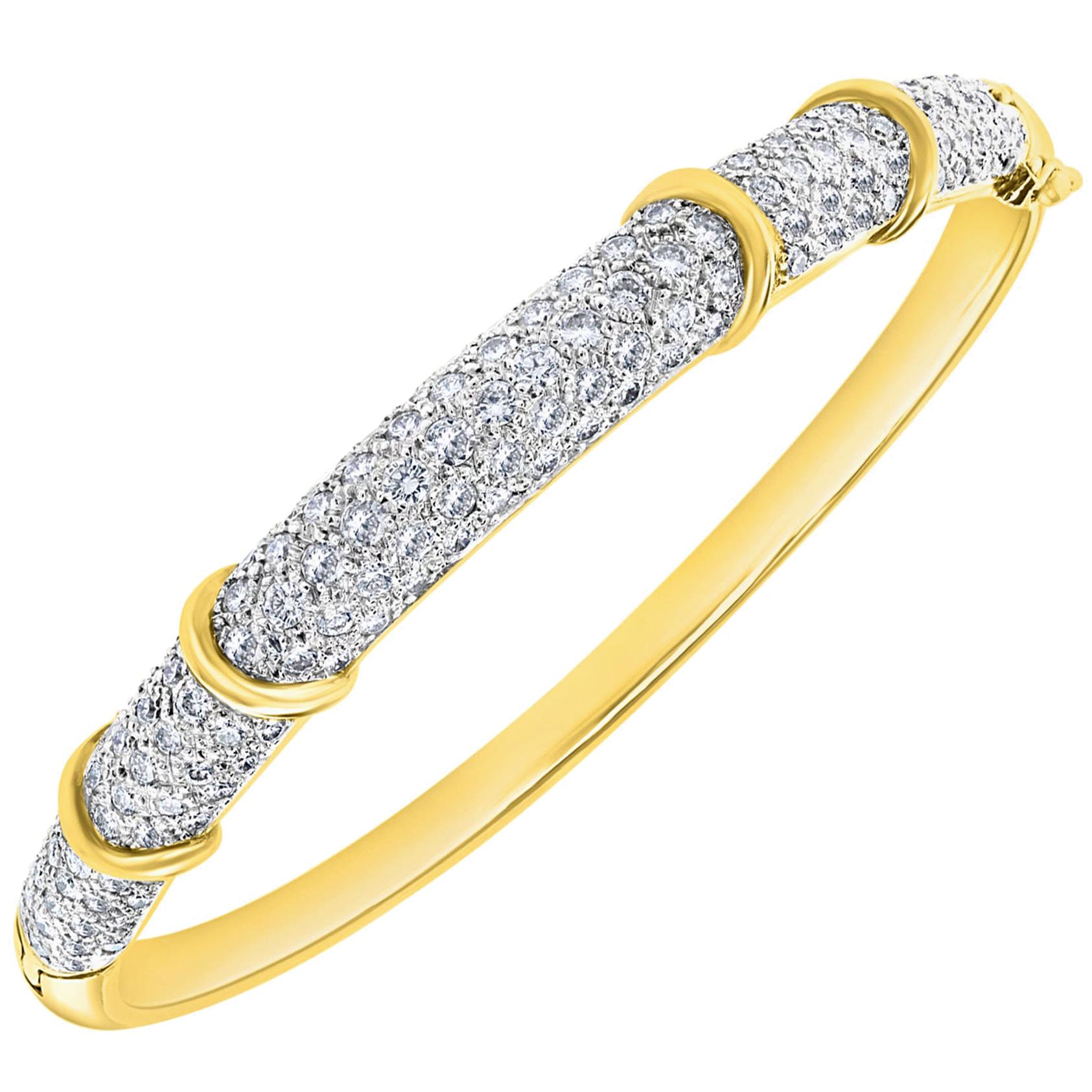 6 Carat Diamond Large Bangle /Bracelet in 18 Karat Yellow Gold 36 Grams