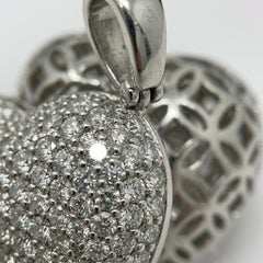 6 Carat Diamond Micro-Pave Puffed Heart Pendant in 14k White Gold