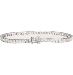 6 Carat Diamond Princess Cut Diamond Half Bezel Channel Set Tennis Bracelet