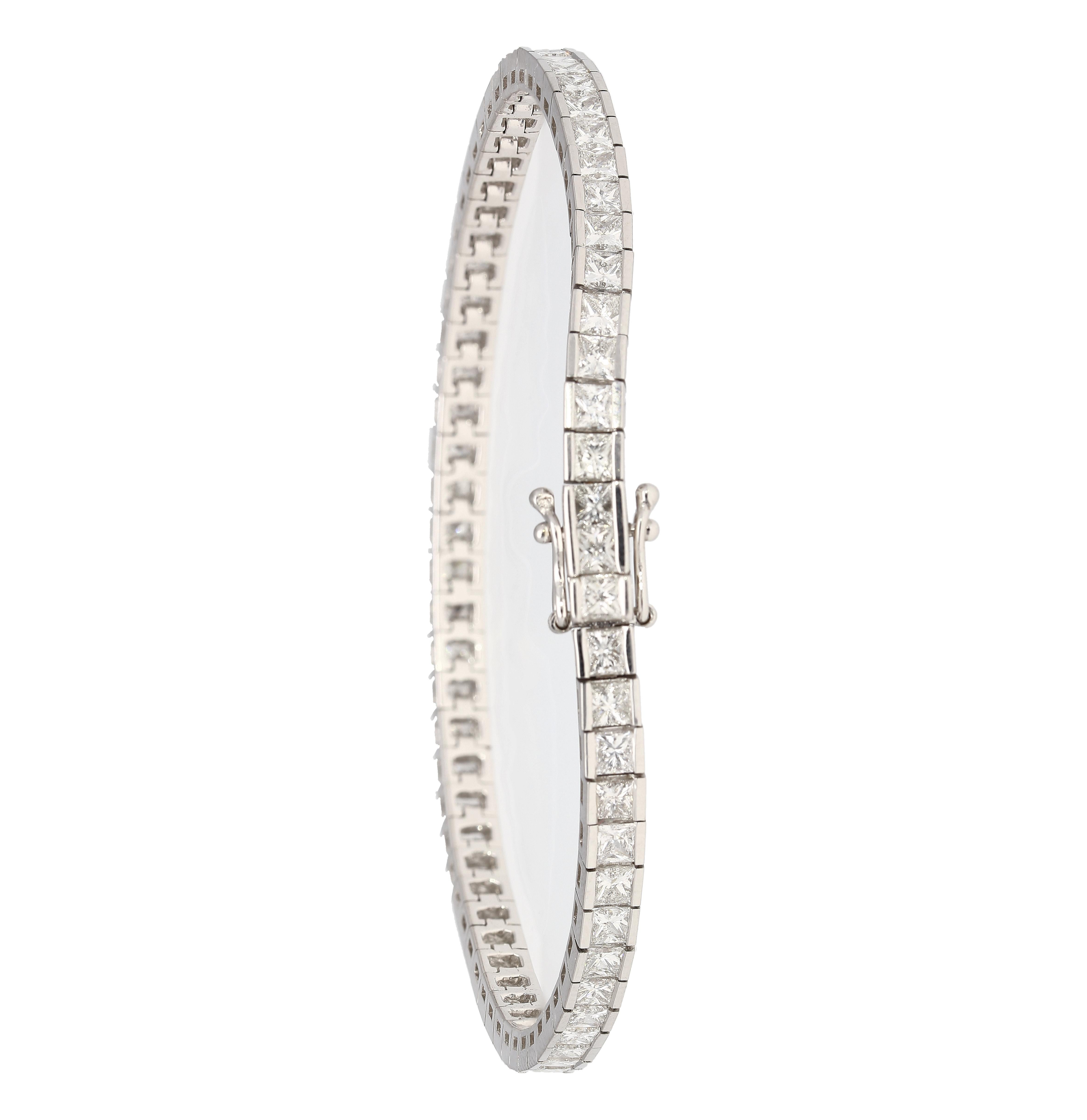6 Carat Diamond Princesse Coupe diamant Half Bezel Channel Set Tennis Bracelet en vente 2