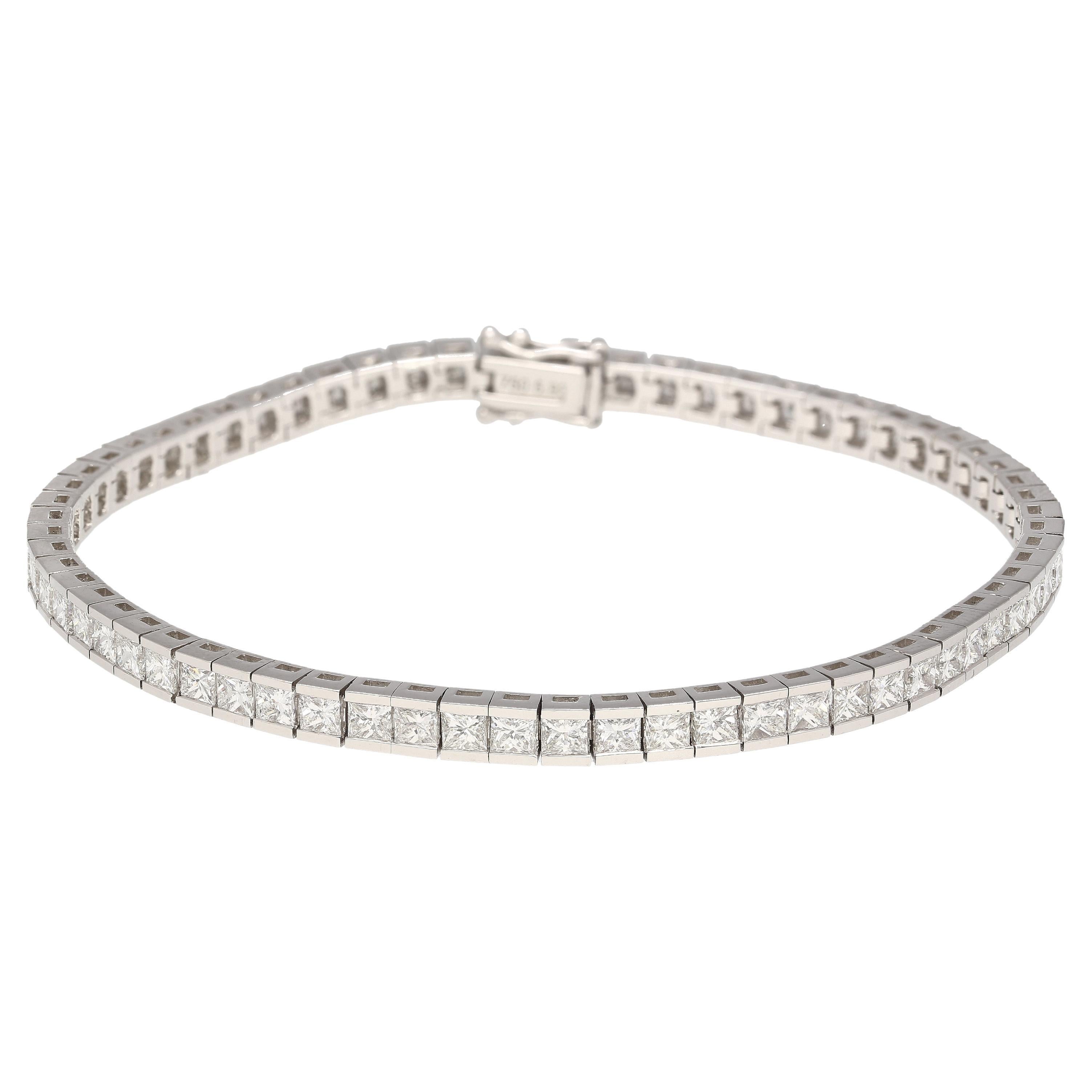6 Carat Diamond Princesse Coupe diamant Half Bezel Channel Set Tennis Bracelet en vente