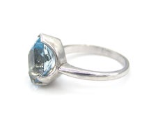 6 Carat "Diamond" Shaped Aquamarine Platinum Ring