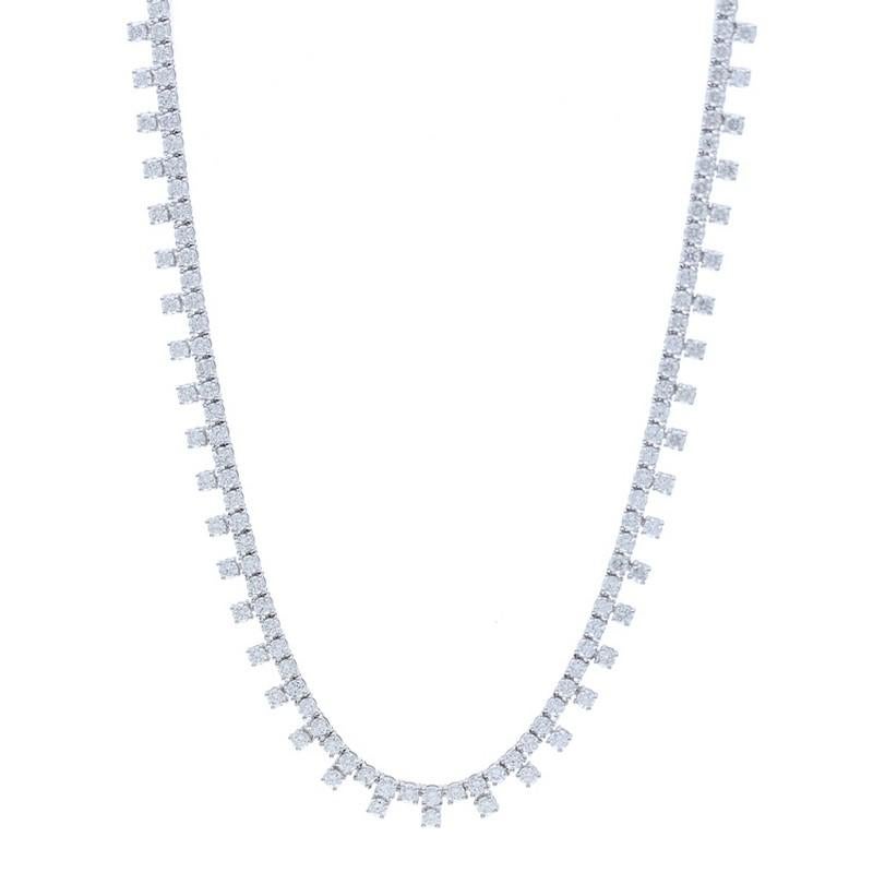 Diamond Total Carat Weight: This exquisite Timeless Tennis necklace showcases a total carat weight of 6 carats, featuring 158 excellent round diamonds that create a stunning and timeless piece of jewelry.

Diamonds: Twenty five meticulously selected