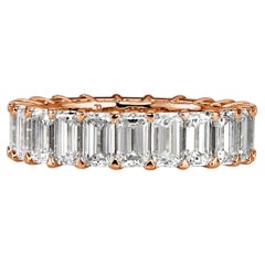 6 Carat Emerald Band  Rose Gold Signature Sophistication Eternity Diamond Ring