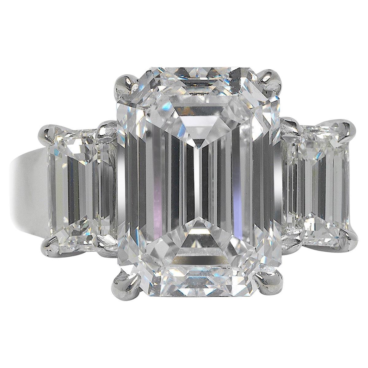 6 Carat Emerald Cut Diamond Engagement Ring GIA Certified D VVS1