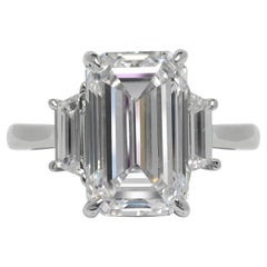 6 Carat Emerald Cut Diamond Engagement Ring GIA Certified E VS1