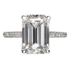 6 Carat Emerald Cut Diamond Engagement Ring GIA Certified F VVS2