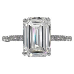 6 Carat Emerald Cut Diamond Engagement Ring GIA Certified I VVS2