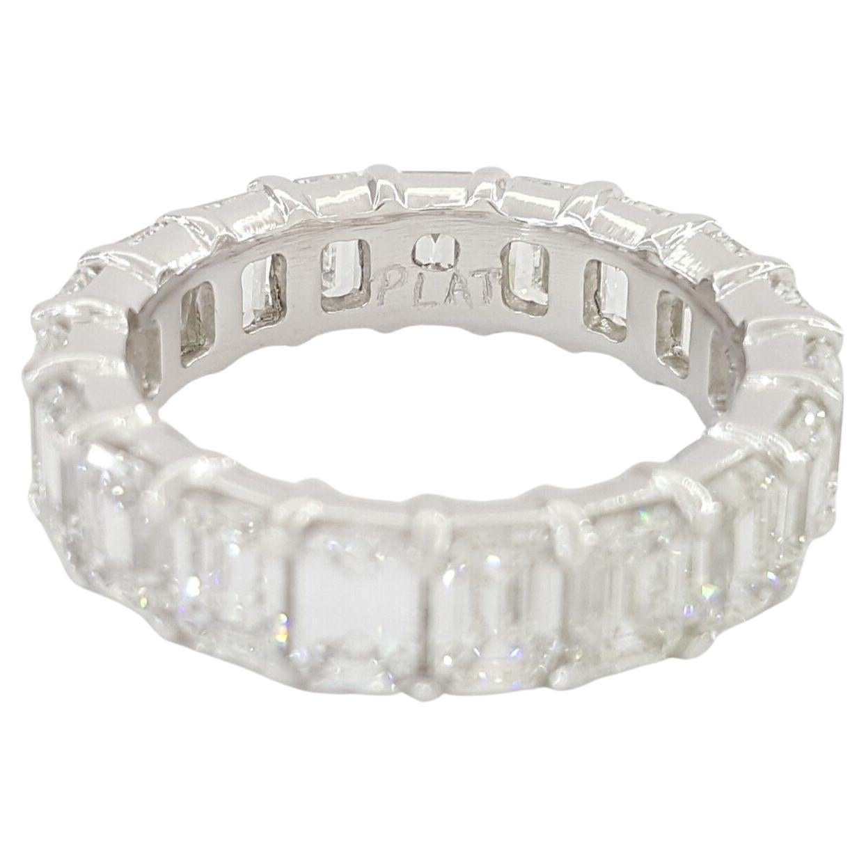 Introducing our stunning Platinum Emerald Cut Diamond Full Circle Eternity Band, a symbol of eternal love and timeless elegance. Crafted by our skilled in-house jewelers, this exquisite ring weighs 7.2 grams and is available in size 6, with the