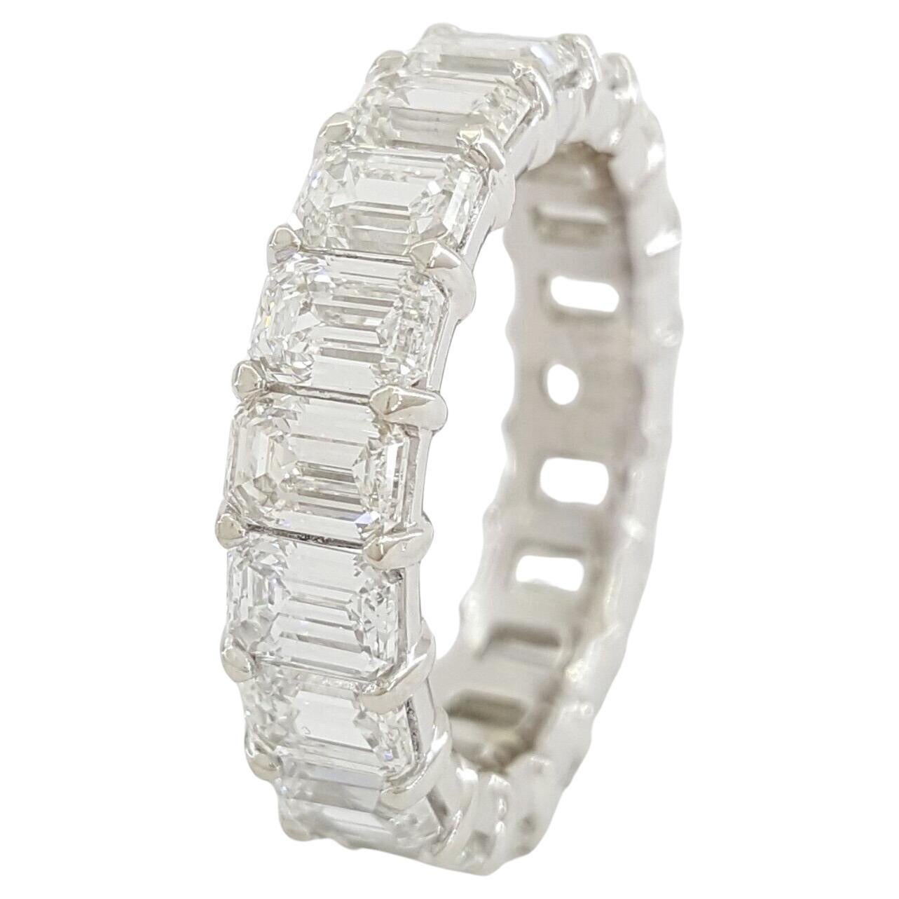 6 Carat Emerald Cut Diamond Eternity Ring For Sale at 1stDibs