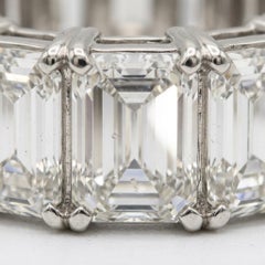 6 Carat Emerald Cut Diamond Platinum Eternity Band