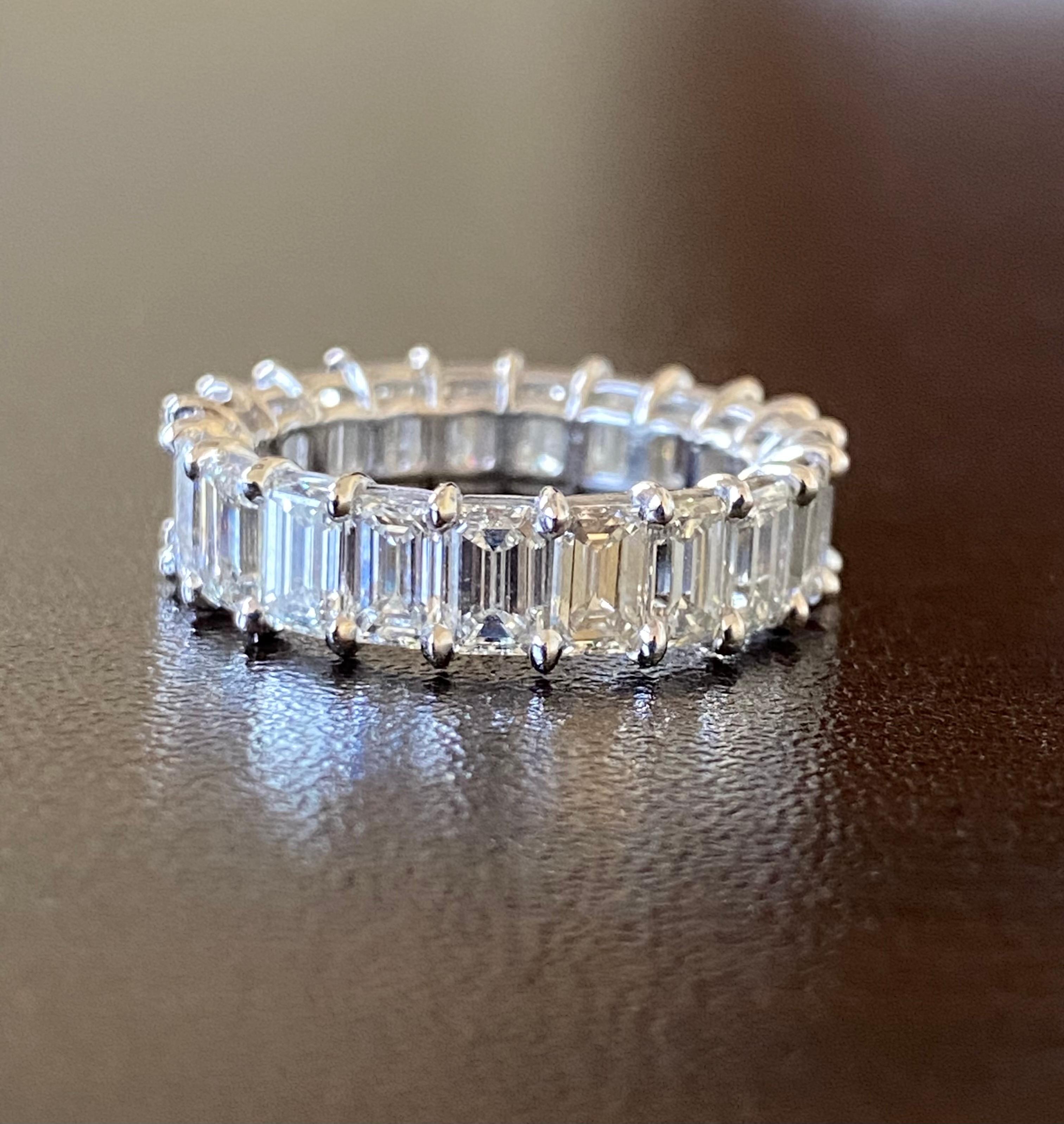 6 Carat Emerald Cut Eternity Platinum In New Condition For Sale In Great Neck, NY
