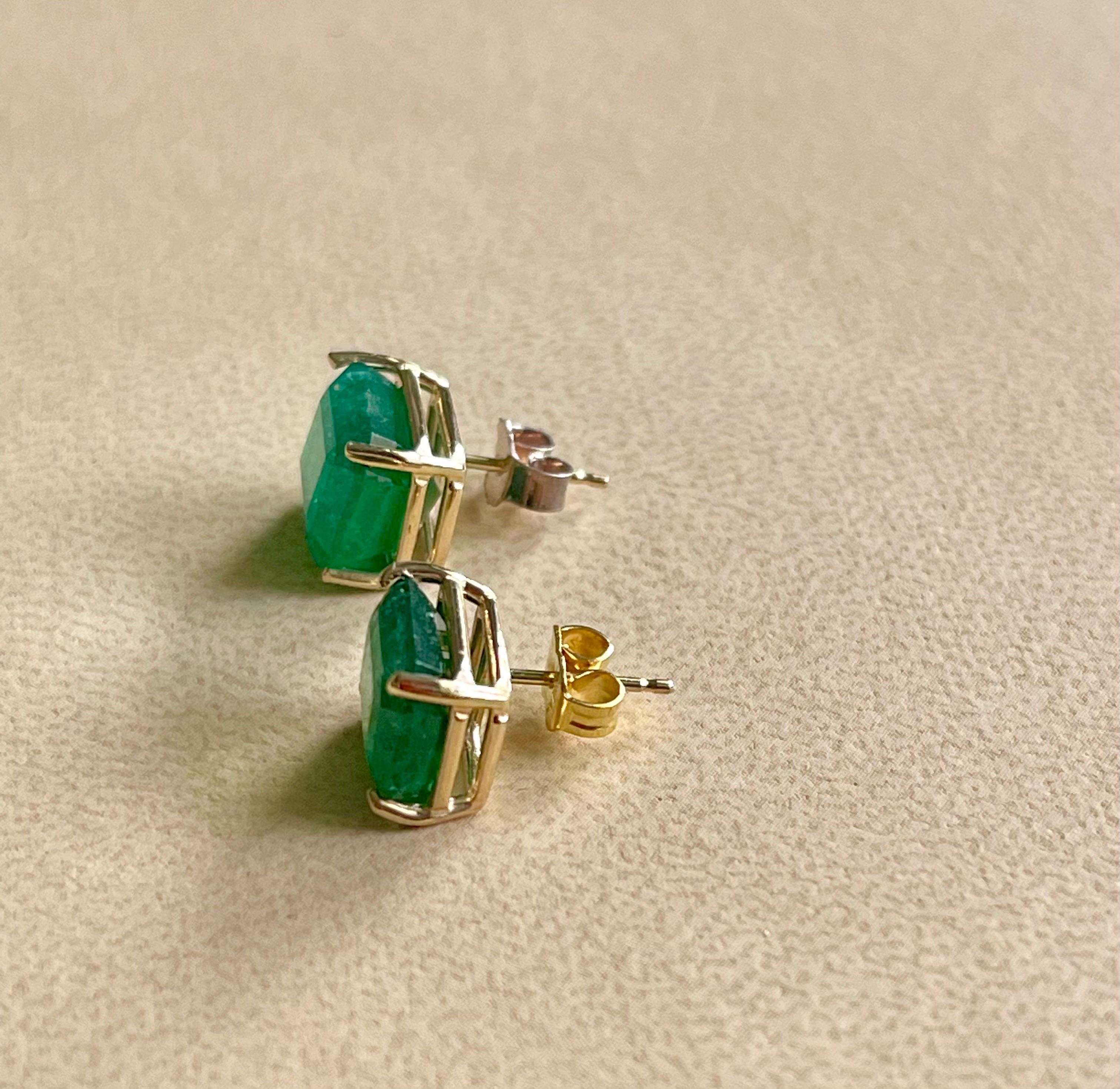 6 Karat Smaragdschliff Natürlicher Smaragd Ohrstecker Post Ohrringe 14 Karat Gelbgold 6