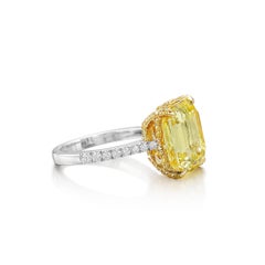 6 Carat Emerald-cut Statement Fancy Yellow  A Crown-Worthy  Rarity Diamond Ring