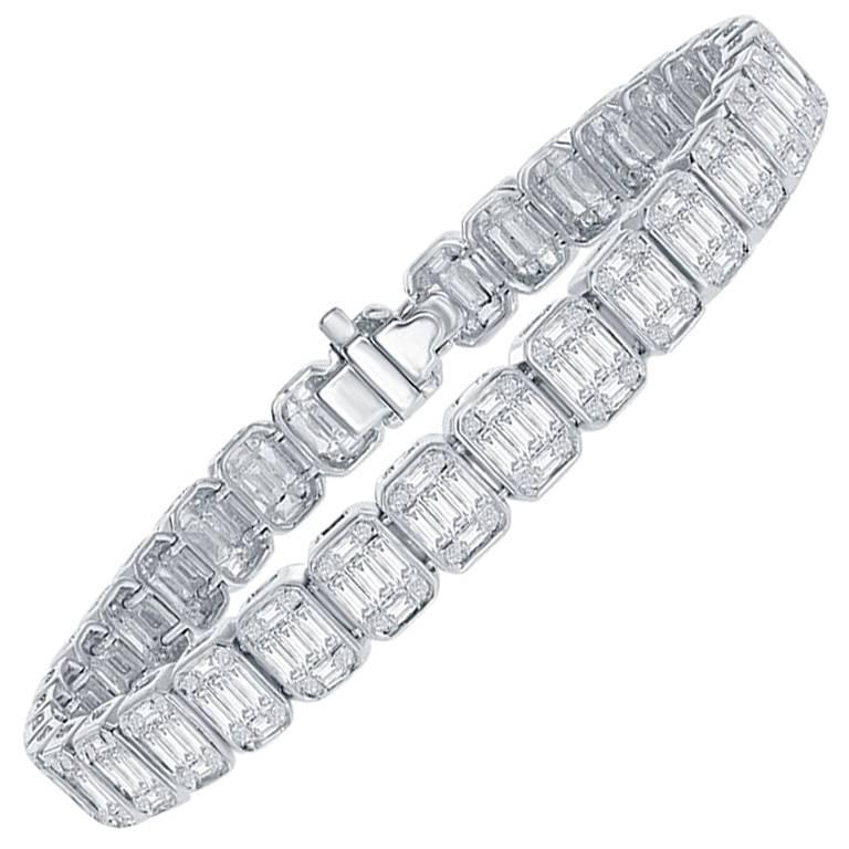 6 Carat Emerald Cut Tennis Bracelet 18K at 1stDibs