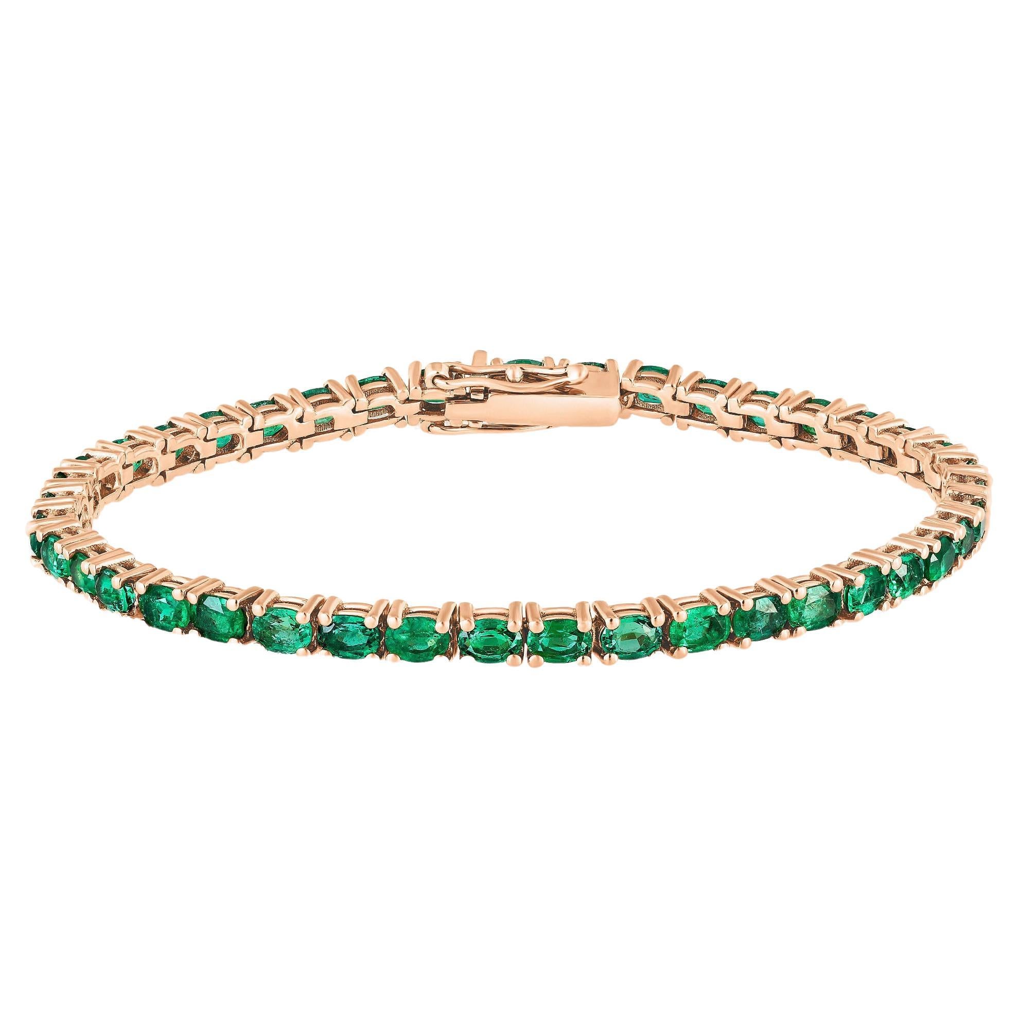 6 Carat Emerald Tennis Bracelet For Sale