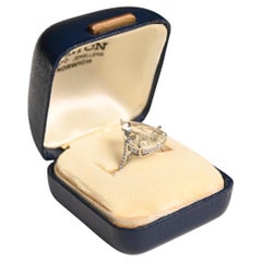 6ct Pear Shape Engagement Ring. GIA Rose Cut Diamond Accent Platinum Ring K VS1